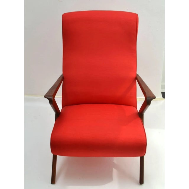 Red Italian Mahogany Lounge Chair, 1950s For Sale - Image 4 of 9
