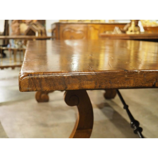 Large Spanish Walnut Dining Table With Wide Open Lyre Legs, Circa 1900 For Sale In Dallas - Image 6 of 18