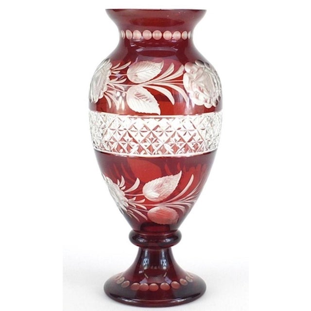 Vintage Bohemian Ruby Glass Vase For Sale - Image 4 of 6