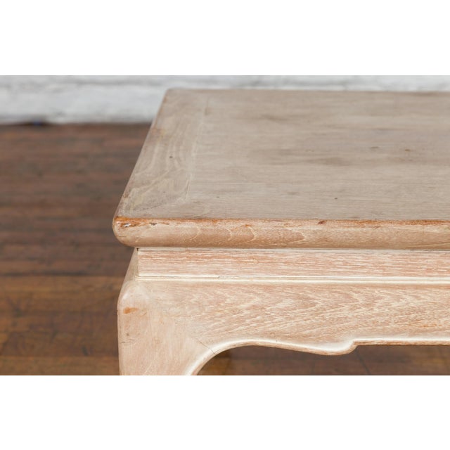 Vintage Thai Whitewashed Low Drinks Table with Carved Apron & Chow Legs For Sale - Image 12 of 13