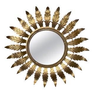 Spanish Solar Crown Sunburst Fixture Gilt Paint Metal , 1960 For Sale