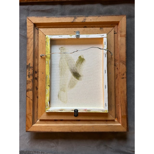 Original 8 x 10 painting on stretched canvas Signed bottom right Overall size with vintage frame is 13 x 15.