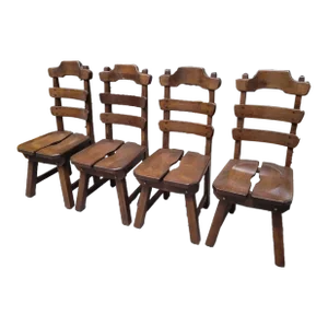 Brutalist Primitive Danish Oak Dining Chairs