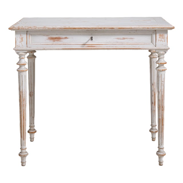 Louis XVI White Patinated Table, Neoclassical Style, France, Circa 1900 For Sale