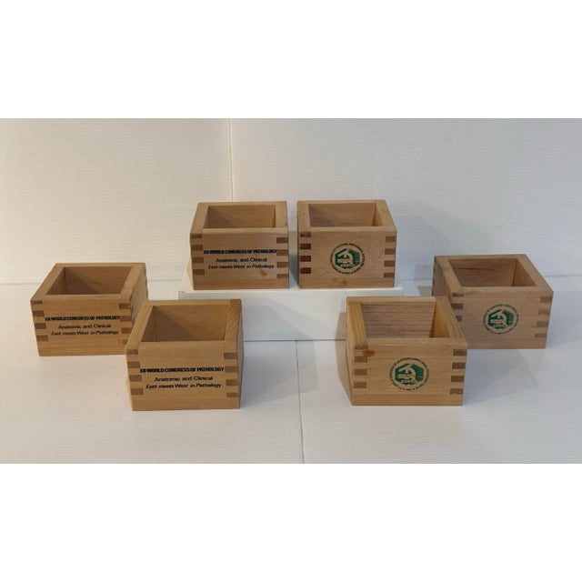 1983 Tokyo Japan XII World Congress of Pathology Wooden Masu Cups — Set of 6 For Sale - Image 4 of 8