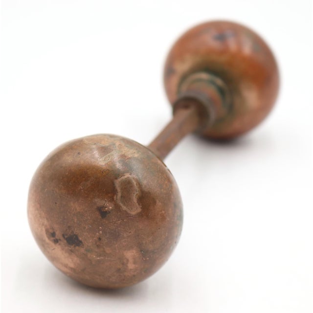 Pair of Vintage 2 In. Plain Round Brass Passage Door Knobs For Sale - Image 6 of 9