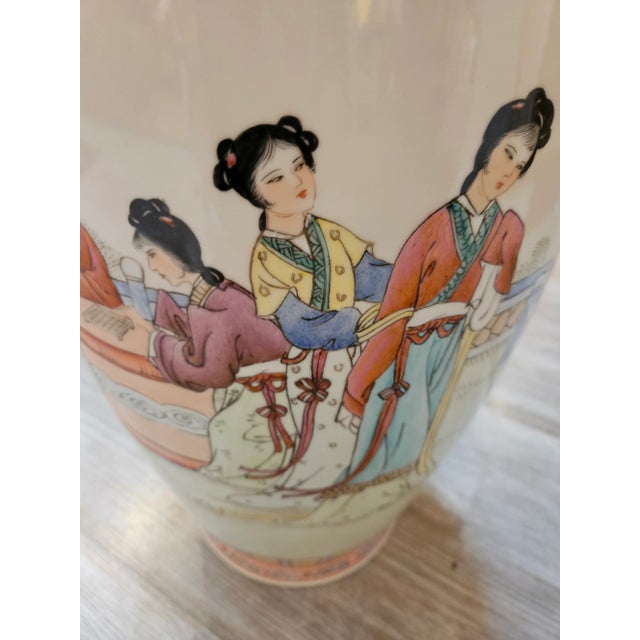 Chinese Vintage Tall Porcelain Chinese Vase With Great Colors For Sale - Image 3 of 5