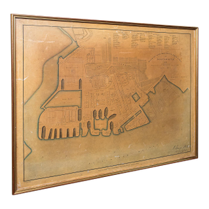 Antique Town Plan, Portsmouth Dockyard, English, Framed Cartography, Victorian