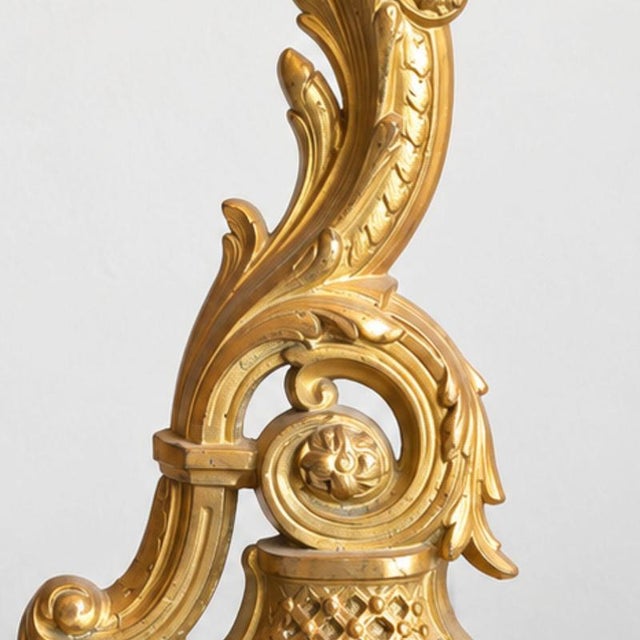 Metal Late 19th Century Louis Philippe Gilt Bronze Andirons, Set of 2 For Sale - Image 7 of 10