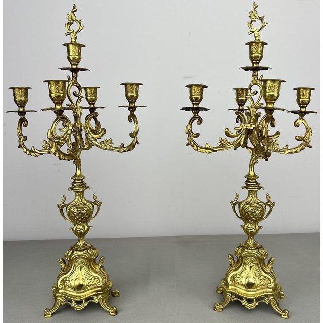 Vintage French Candleholders in Brass, Set of 2 For Sale - Image 12 of 12