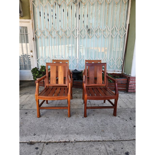 1980's Teak Patio Chairs - Set of 4 For Sale - Image 11 of 12