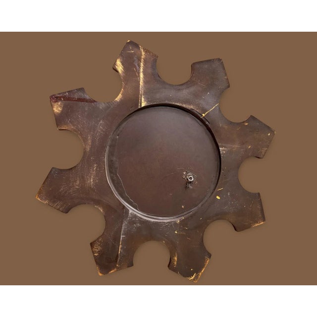 Early 21st Century MCM 31.5” Signed Designer Modern Gilt Wall Mirror For Sale - Image 5 of 8