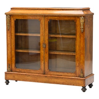 Glazed Walnut Bookcase, 1870 For Sale