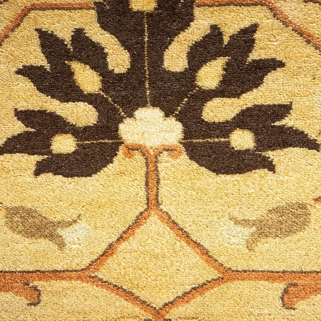 Traditional Mogul Collection Hand-Knotted Area Rug - Yellow 9' 1" x 12' 1" For Sale - Image 3 of 4