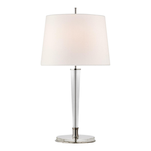 Thomas O'Brien for Visual Comfort Signature Lyra Large Table Lamp in Polished Nickel & Crystal with Linen Shade
