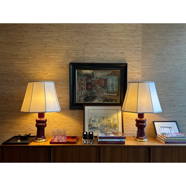 Textile Pair of Silk Lampshades With Metallic Trim For Sale - Image 7 of 9