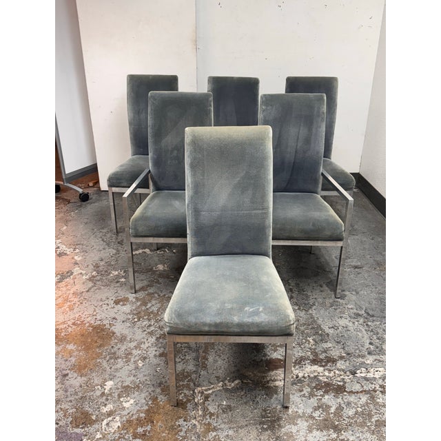 Design Plus Gallery presents a Set of Six Dining Chairs by Milo Baughman for Design Institute for America in the 1970's....