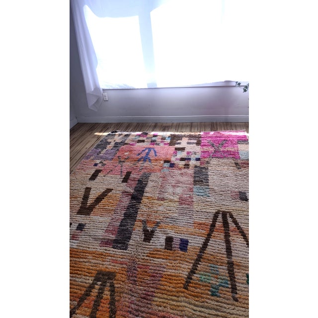 Contemporary Pink Turquoise Patchwork Wool Moroccan Rug For Sale - Image 17 of 17