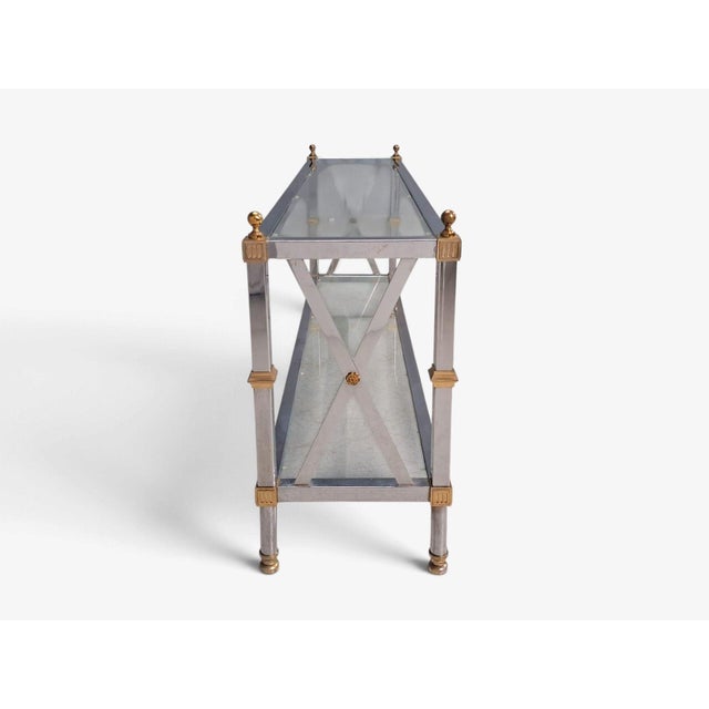 Maison Jansen Style, Neoclassical Console Table, Chrome, Brass, France, 1970s For Sale - Image 9 of 15