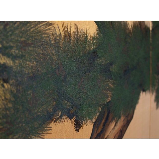 1960s "Evergreen Pine Tree", Shōwa Era Japanese Byobu Screen For Sale - Image 10 of 18