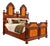 19th Century Italian Renaissance Revival Mahogany and Birdseye Maple Bed, 1980s For Sale