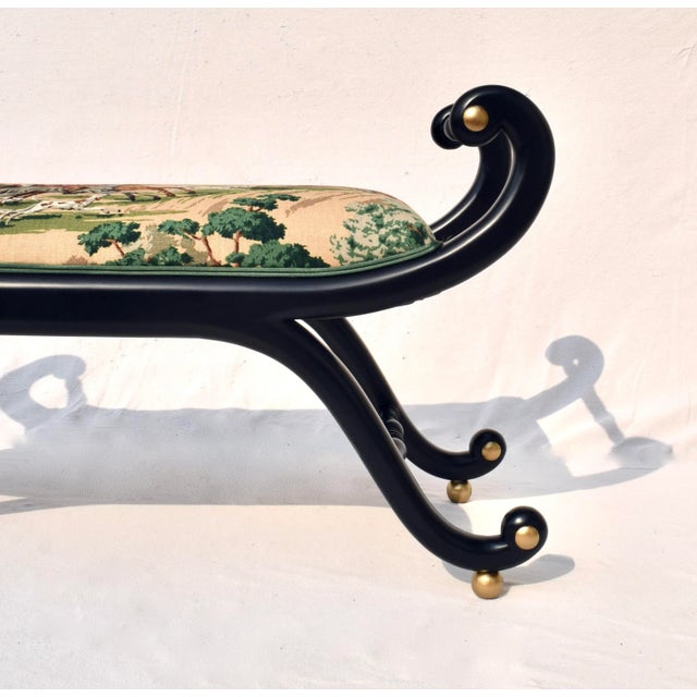 Late 20th Century English Regency Curule Form Bench Fox Hunting Theme For Sale - Image 9 of 13