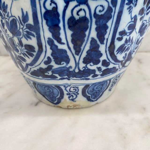 Late 18th Century Dutch Delft Blue and White Hand-Painted Baluster Vase For Sale - Image 13 of 14