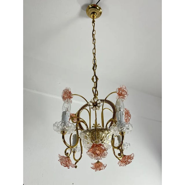 Mid-Century 4-Light Murano Glass Chandelier, 1960s For Sale - Image 10 of 11