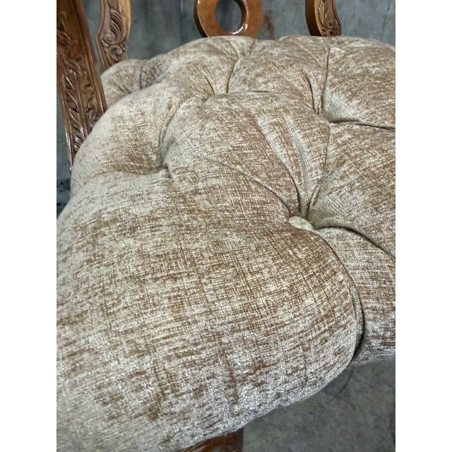 Rococo Exquisite Antique Late Victorian Rococo Revival Carved Walnut Armchairs - Pair For Sale - Image 3 of 16