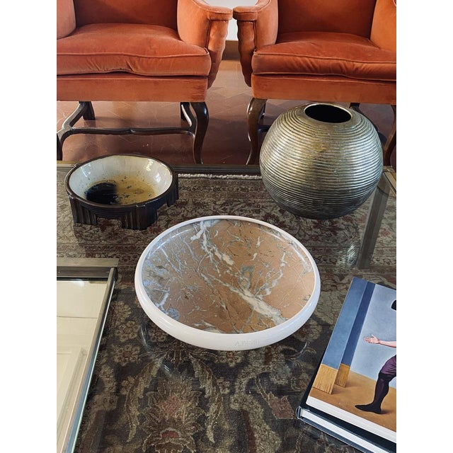 Mid-Century Modern White Marbled Ceramic Centerpiece by Alvino Bagni, 1970 For Sale - Image 3 of 16
