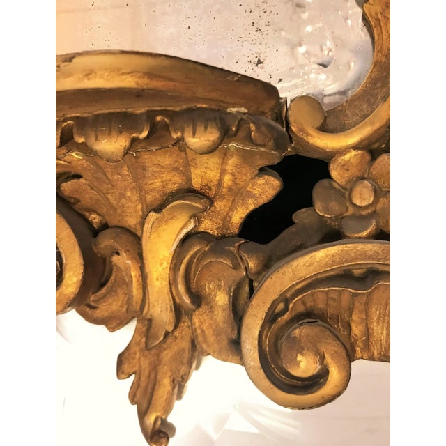 Gold Early 19th Century Victorian Mirror With Elaborate Beveled Edge, Staggered Candle Shelves, and Gilt Wood Finish For Sale - Image 8 of 13