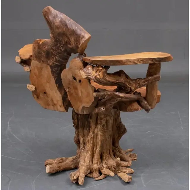 Brown 1970s Sculptural Organic Chair Made From Teak Root For Sale - Image 8 of 12
