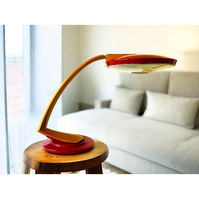 Modernist Spanish Red Metal Desk Lamp Boomerang 2000 by Fase, 1960s For Sale - Image 17 of 17