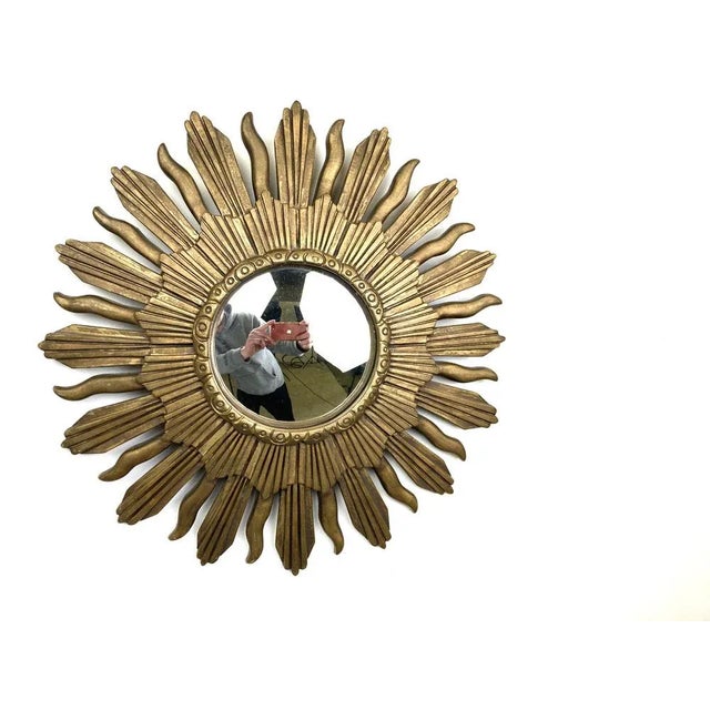 Vintage Golden Sunburst Mirror, 1960s For Sale - Image 11 of 11