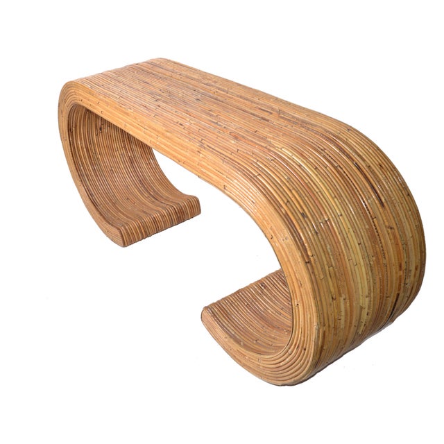 Mid-Century Caned Bamboo Console Table | Chairish