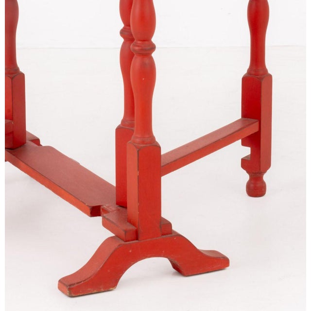 Wood George III Style Red Painted Circular Drop Leaf Table For Sale - Image 7 of 9