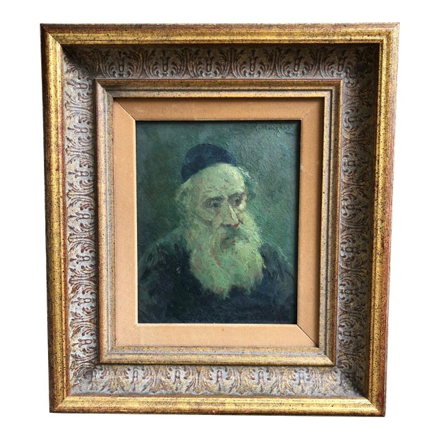Vintage Oil Portrait of a Rabbi C.1920s For Sale