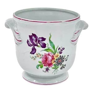 Vintage Portuguese Porcelain Floral Cachepot