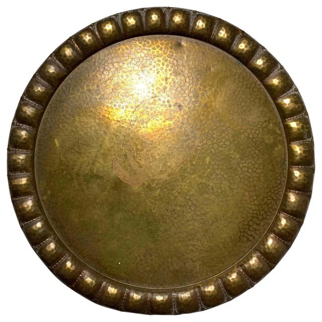 Brass Early WMF Large Hammered Brass Charger or Tray For Sale - Image 8 of 8