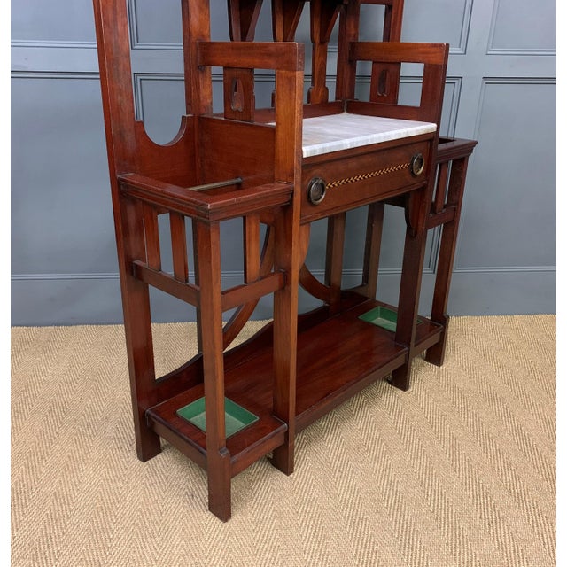 Arts and Crafts Inlaid Mahogany Hall Stand, 1900 For Sale - Image 11 of 18