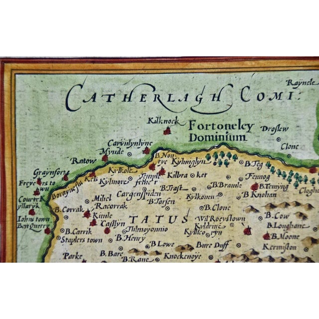 17th Century Southeastern Ireland: A 17th Century Hand Colored Map by Mercator and Hondius For Sale - Image 5 of 7