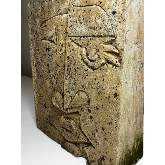 Modernist British Outdoor Sculpture Limestone Face Relief, Circa 1970s — A Cubist Homage to Picasso and the Hepworth–Milne Lineage For Sale - Image 10 of 11