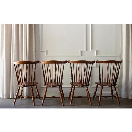 Mid-Century Modern Vintage Heywood Wakefield Fan Back Windsor Dining Chairs, Set of 4 For Sale - Image 3 of 18