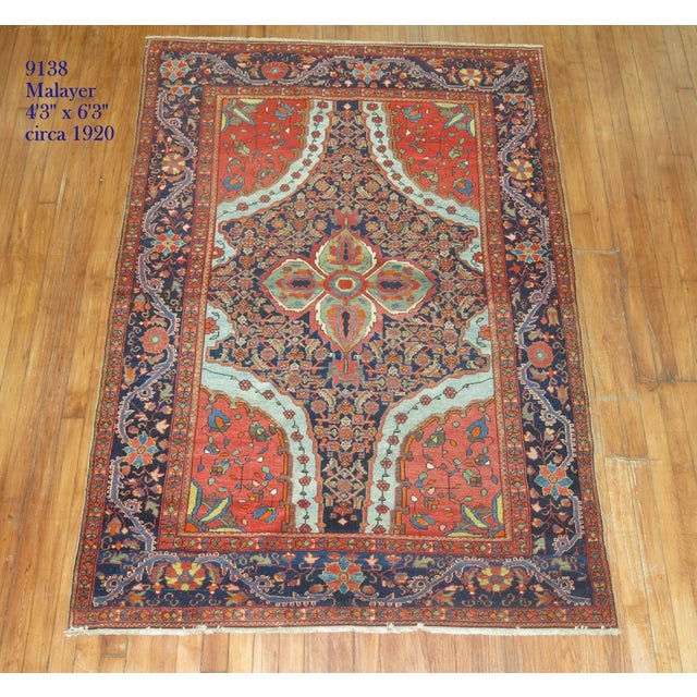 Early 20th Century Dramatic Antique Zabihi Collection Persian Mishan Malayer Rug - 4'3" x 6'3" For Sale - Image 5 of 12