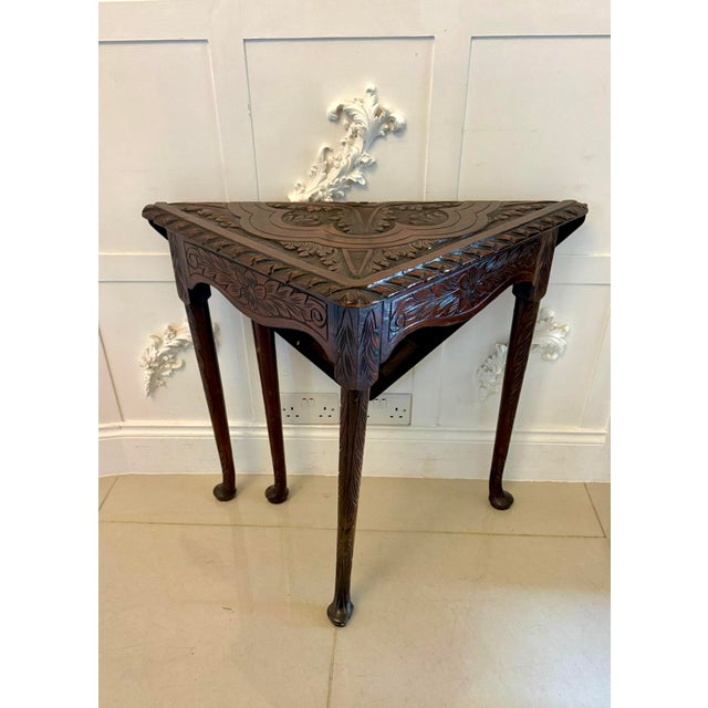 Antique George III Carved Mahogany Folding Corner Table, 1800 For Sale - Image 15 of 15