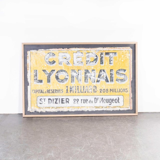 Yellow Advertising Sign in Zinc from Credit Lyonnais, 1930s For Sale - Image 8 of 8
