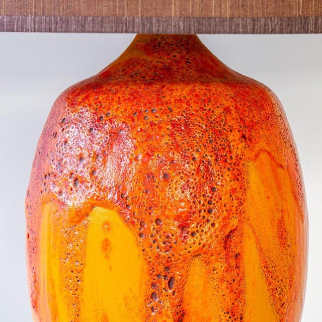 Vulcanic Glazed Ceramic Table Lamp by R. Houben, 1970 For Sale - Image 6 of 9