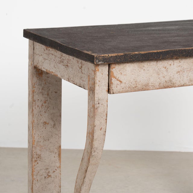 19th Century Swedish Gustavian Gray and Black Painted Console Table With Drawer For Sale - Image 11 of 16