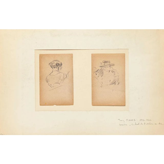 Two Portraits is included two original drawings in pencil on paper, realized byTony Minartz (1873-1944), with the stamp of...