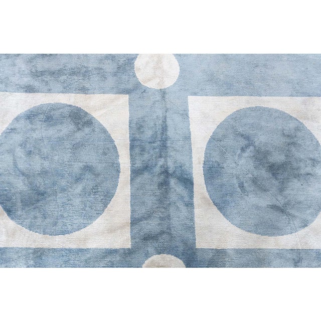"Moongrid" Contemporary Art Deco Geometric Gray Silk Carpet by Doris Leslie Blau For Sale In New York - Image 6 of 6